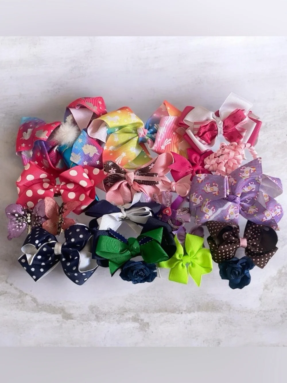 20pcs Assorted Girls' Hair Bows Pack - Multicolor Kids Accessories